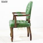 Tufted Green Carved Wood Chair Tufted Green Carved Wood Chair 2