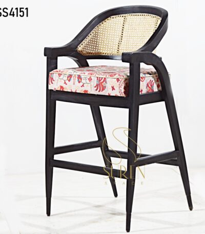 Black Wood Natural Cane High Chair
