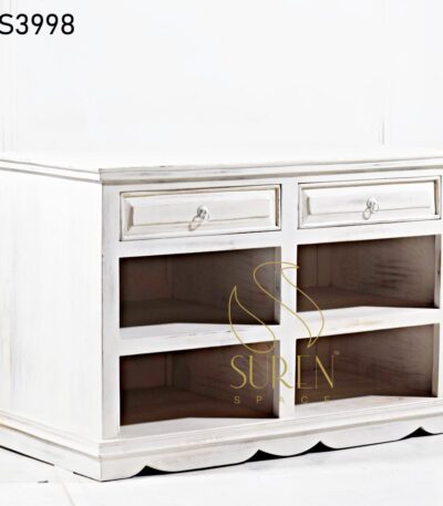 Metal Mesh Industrial Kitchen Cabinet White Distress Wooden Cabinet