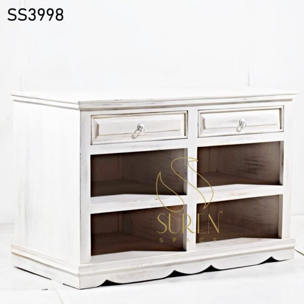 food and beverage carts manufacturers, wholesaler & suppliers in India White Distress Wooden Cabinet