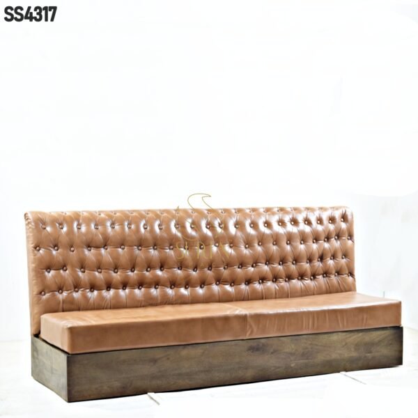 Genuine Leather Tufted Booth Sofa