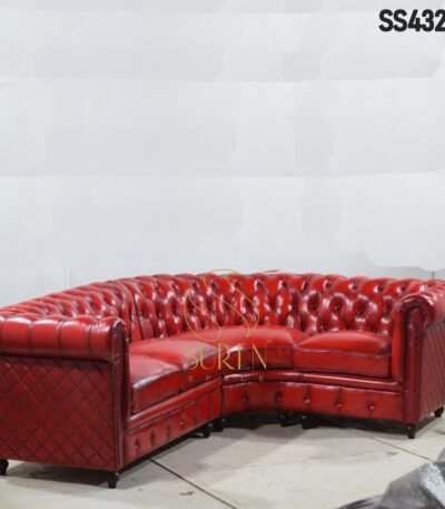 Fabric L Shape Luxury Sofa Design L Shade Tufted Chesterfield Sofa