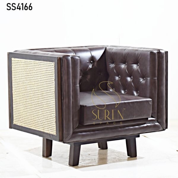 Modern Restaurant Booth Sofa Design Natural Cane Hotel Lobby Single Seater