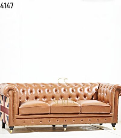 Tufted Chesterfield Leatherette Sofa