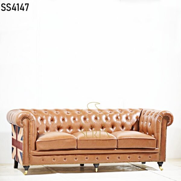 Tufted Chesterfield Leatherette Sofa