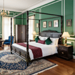 Dark Walnut Carved Hotel Room Furniture Set