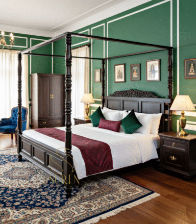 Dark Walnut Carved Hotel Room Furniture Set