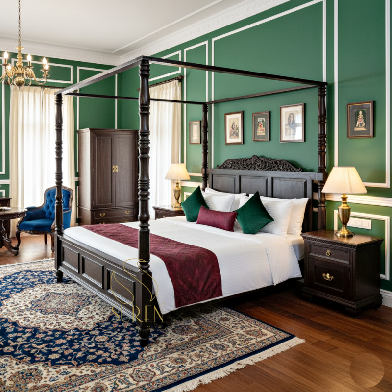 Dark Walnut Carved Hotel Room Furniture Set Dark Walnut Carved Hotel Room Furniture Set