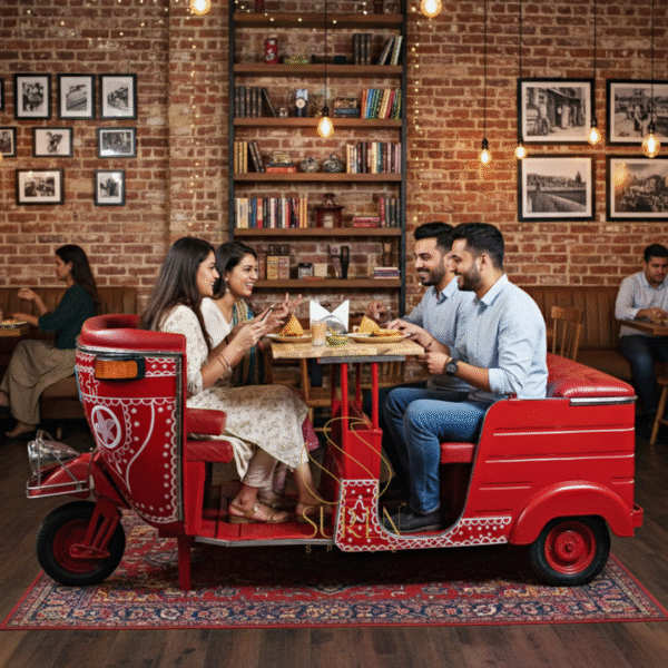 Handpainted Indian Tuk Tuk Dining Set