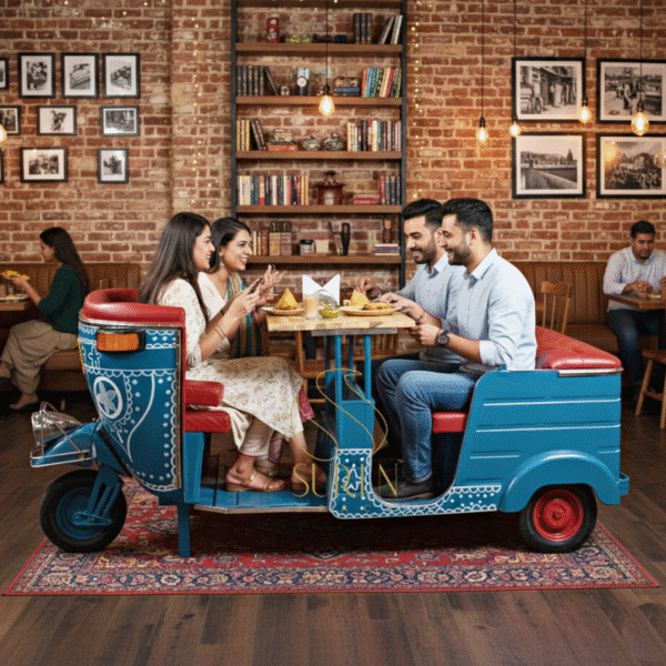 Handpainted Indian Tuk Tuk Restaurant Dining