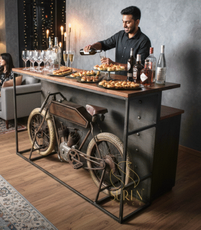 Old MotorCycle Design Industrial Banquet Counter Design