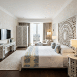 White Distress Heritage Theme Hotel Room Bedroom Set